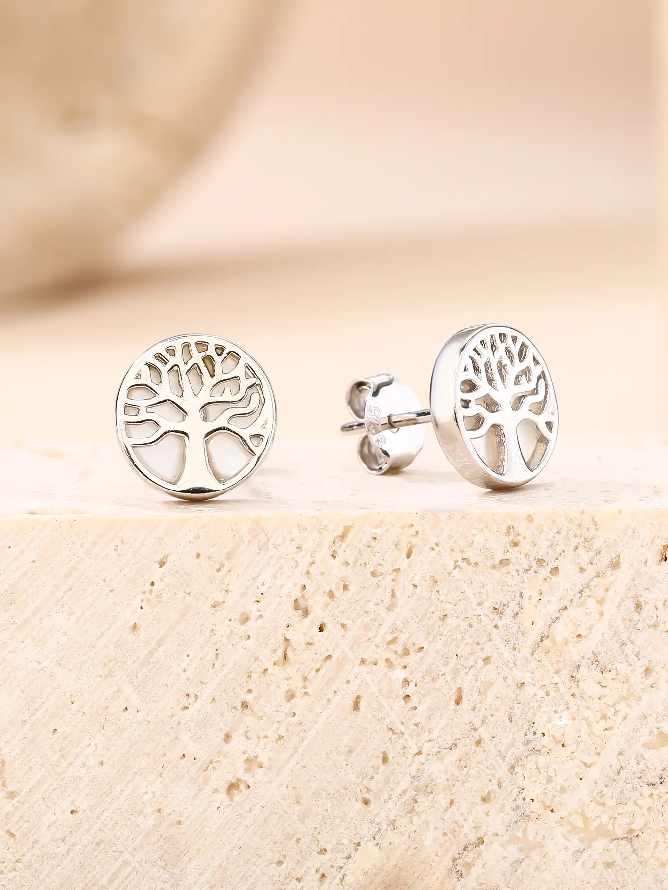 Ezüst életfa stekkeres fülbevaló gyöngyházas betéttel_4
