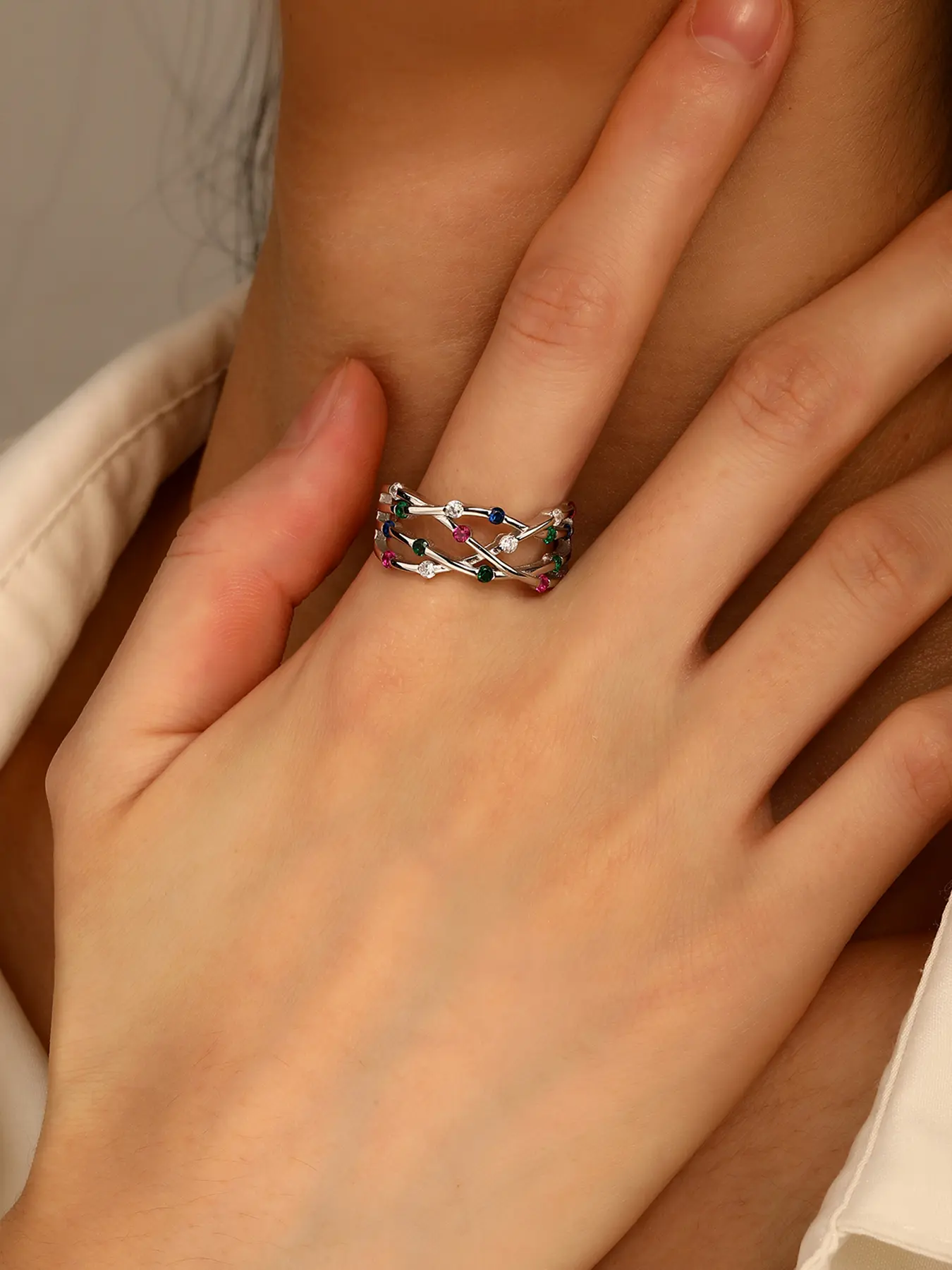 Ezüst gyűrű sokszínes cirkónia kövekkel_4