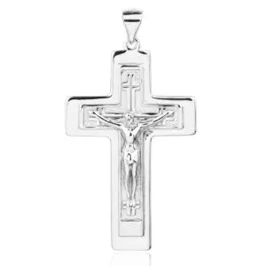 Rhodium plated cross pendant