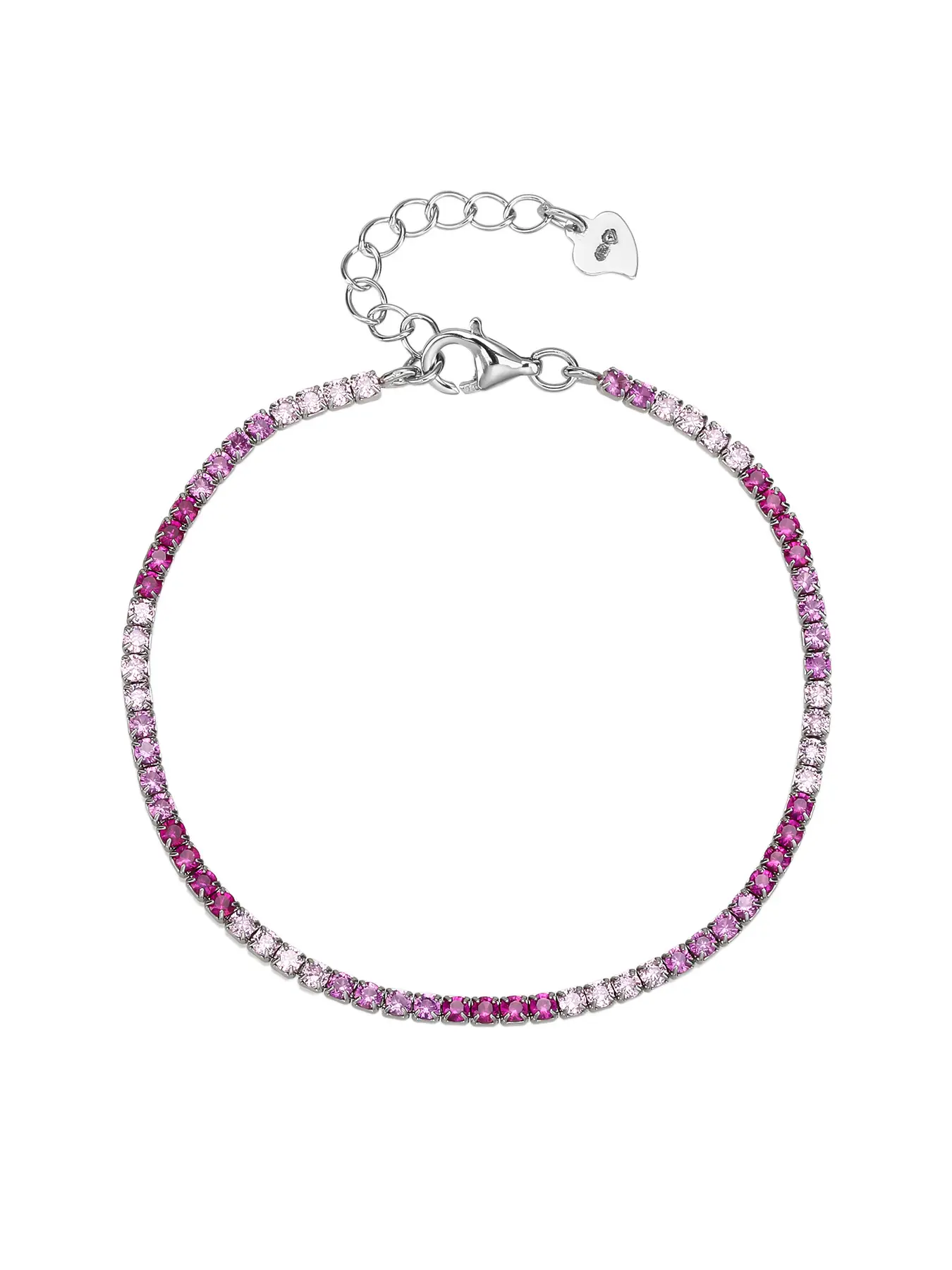 Rózsaszín-fehér cirkónia köves teniszkarkötő – 16+4 cm_1