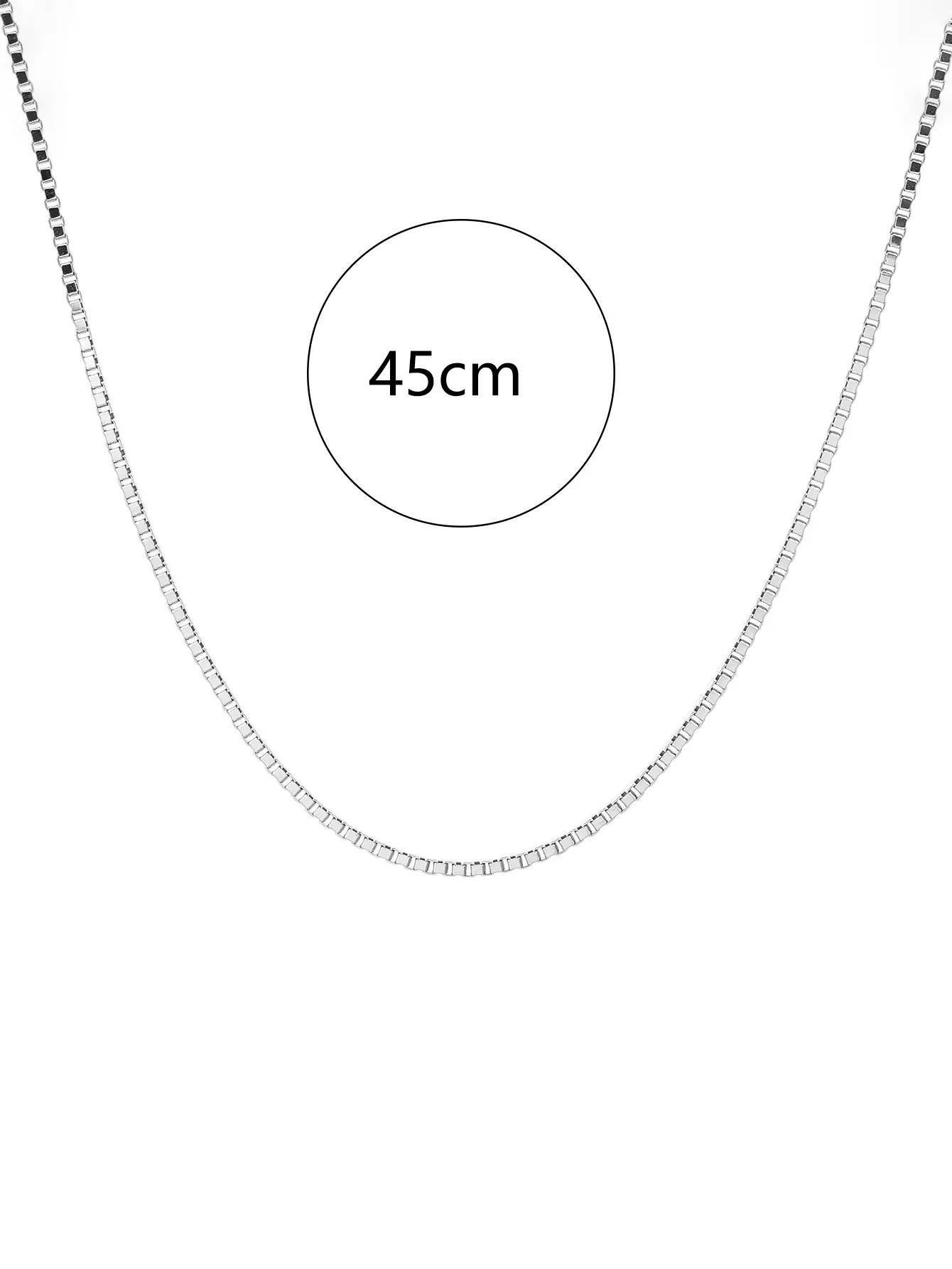 Vékony kocka ezüst nyaklánc, ródium bevonattal (45 cm)