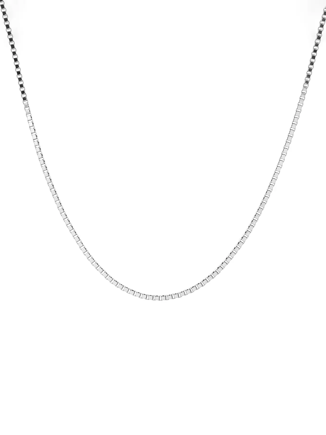 Vékony kocka ezüst nyaklánc, ródium bevonattal (45 cm)_1